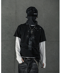 ROARINGRAD（ロアリングラド）の「クロスデミッジスラブTシャツブラック（Tシャツ/カットソー）」