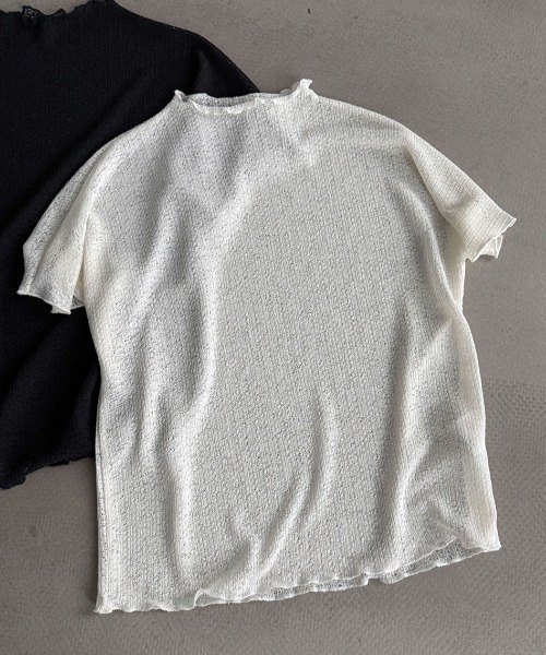 CHUN CHUN NOTES(チュンチュンノーツ)の「26SS/シアーモックネック半袖トップス(Tシャツ/カットソー・レディース・ブラック/アイボリー・F)」の21枚目の写真