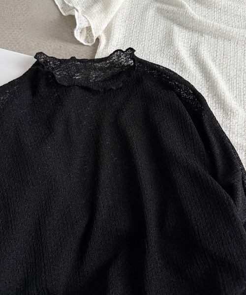 CHUN CHUN NOTES(チュンチュンノーツ)の「26SS/シアーモックネック半袖トップス(Tシャツ/カットソー・レディース・ブラック/アイボリー・F)」の22枚目の写真