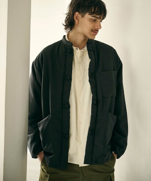 Kelen（ケレン）の「mj11590-RICHTER by NANGA(R) CHINA BUTTON DOWN JACKET チャイナダウンジャケット(KLM26FJK1115)（ダウンジャケット/コート・メンズ・ブラウン/ブラック・42/40/38）」の6枚目の写真