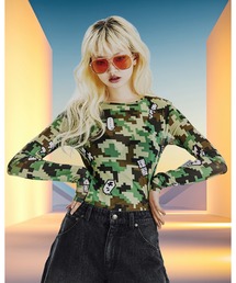 TERA つぶやきCAMOメッシュトップス