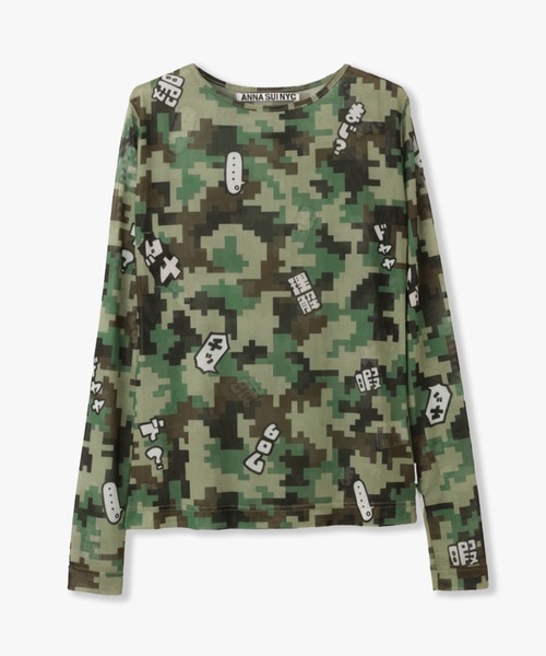 anna sui nyc(アナ スイ エヌ ワイ シー)の「TERA つぶやきCAMOメッシュトップス(Tシャツ/カットソー・レディース・カーキ・FREE)」の14枚目の写真