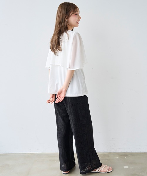 mil(ミル)の「ケープ風 フレアスリーブトップス【587209】(Tシャツ/カットソー・レディース・ブラック/オフホワイト/チャコールグレー・XS/S)」の7枚目の写真