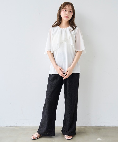 mil(ミル)の「ケープ風 フレアスリーブトップス【587209】(Tシャツ/カットソー・レディース・ブラック/オフホワイト/チャコールグレー・XS/S)」の8枚目の写真