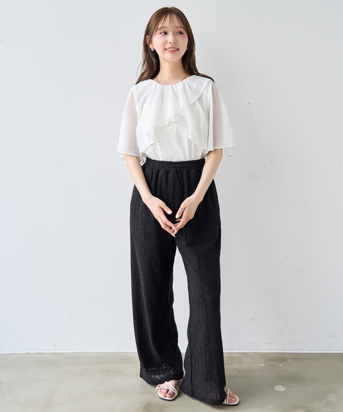 mil(ミル)の「ケープ風 フレアスリーブトップス【587209】(Tシャツ/カットソー・レディース・ブラック/オフホワイト/チャコールグレー・XS/S)」の11枚目の写真