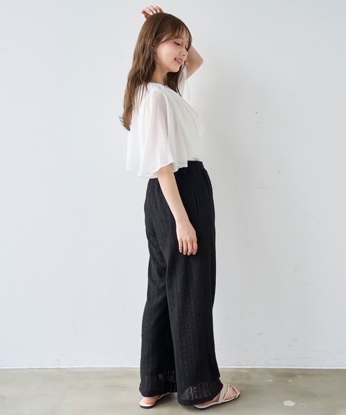 mil(ミル)の「ケープ風 フレアスリーブトップス【587209】(Tシャツ/カットソー・レディース・ブラック/オフホワイト/チャコールグレー・XS/S)」の14枚目の写真