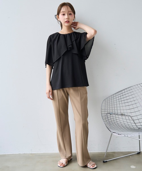 mil(ミル)の「ケープ風 フレアスリーブトップス【587209】(Tシャツ/カットソー・レディース・ブラック/オフホワイト/チャコールグレー・XS/S)」の16枚目の写真