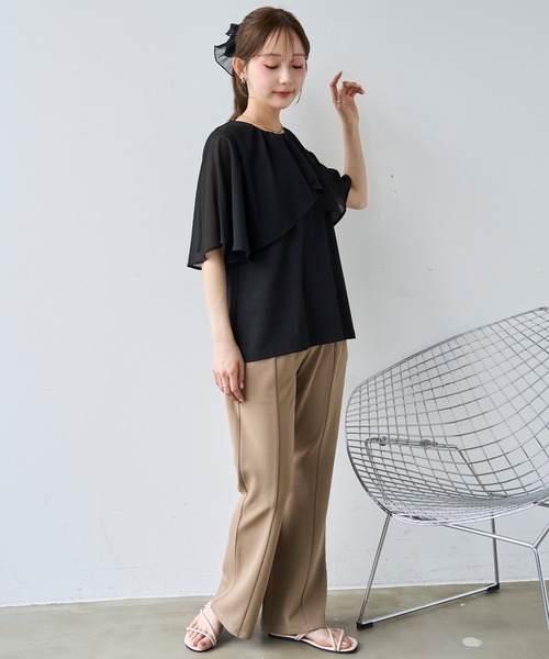 mil(ミル)の「ケープ風 フレアスリーブトップス【587209】(Tシャツ/カットソー・レディース・ブラック/オフホワイト/チャコールグレー・XS/S)」の19枚目の写真
