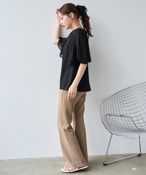 mil(ミル)の「ケープ風 フレアスリーブトップス【587209】(Tシャツ/カットソー・レディース・ブラック/オフホワイト/チャコールグレー・XS/S)」の17枚目の写真