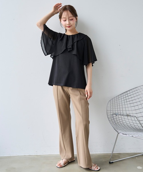 mil(ミル)の「ケープ風 フレアスリーブトップス【587209】(Tシャツ/カットソー・レディース・ブラック/オフホワイト/チャコールグレー・XS/S)」の20枚目の写真