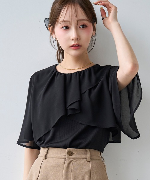 mil(ミル)の「ケープ風 フレアスリーブトップス【587209】(Tシャツ/カットソー・レディース・ブラック/オフホワイト/チャコールグレー・XS/S)」の21枚目の写真