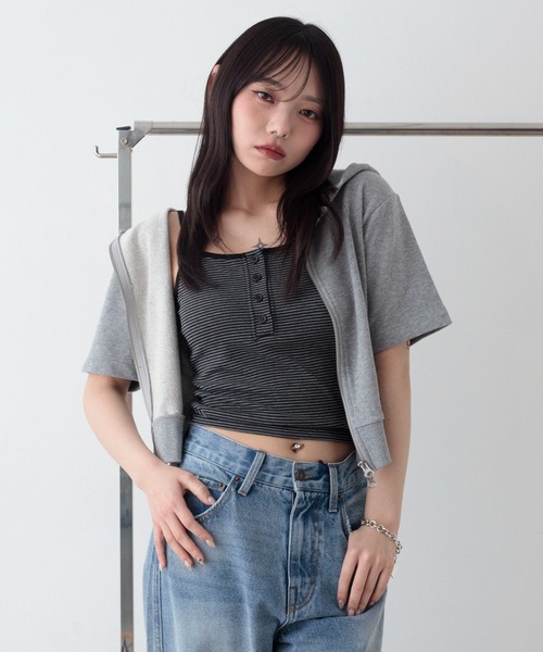 WEGO(ウィゴー)の「WEGO/【26年春夏新作】ヘンリーデザインカップインキャミ(キャミソール・レディース・ホワイト/グレー系その他5/ブラック系その他5・FREE)」の12枚目の写真