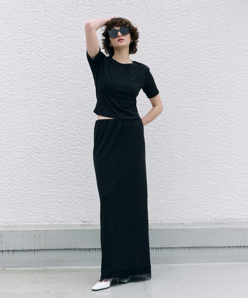 HANNE(アン)の「レースヘムロングスカート(スカート・レディース・ホワイト/ブラック・M/S)」の4枚目の写真