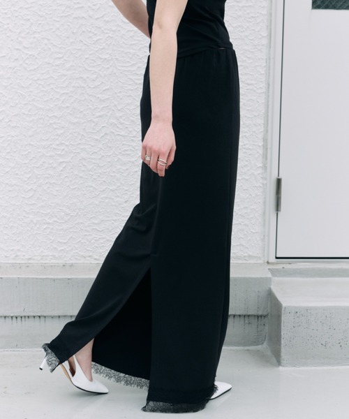 HANNE(アン)の「レースヘムロングスカート(スカート・レディース・ホワイト/ブラック・M/S)」の6枚目の写真
