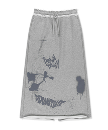 W GRAFFITI MAXI SKIRT - MELANGE GREY