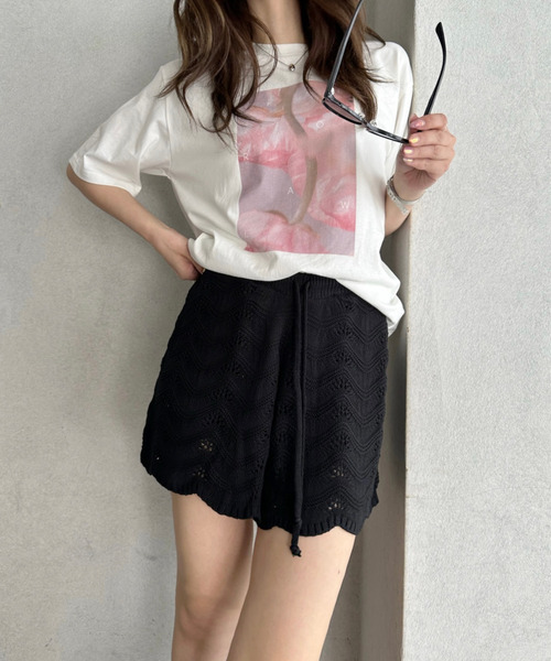 TREOVER(トレオーバー)の「リラックス感漂うニットショートパンツ(その他パンツ・レディース・オフホワイト/ブラック・FREE)」の11枚目の写真