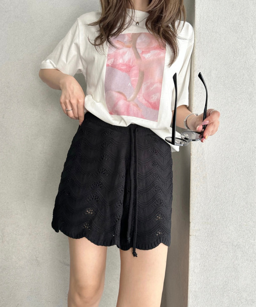 TREOVER(トレオーバー)の「リラックス感漂うニットショートパンツ(その他パンツ・レディース・オフホワイト/ブラック・FREE)」の6枚目の写真