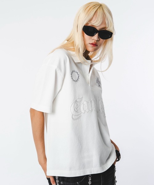 SHORT ROUND(ショートラウンド)の「SHORT ROUND/【26年春夏新作】ブリーチグラフィックポロシャツ(ポロシャツ・メンズ・ブラック系その他/ホワイト・LARGE/MEDIUM)」の15枚目の写真