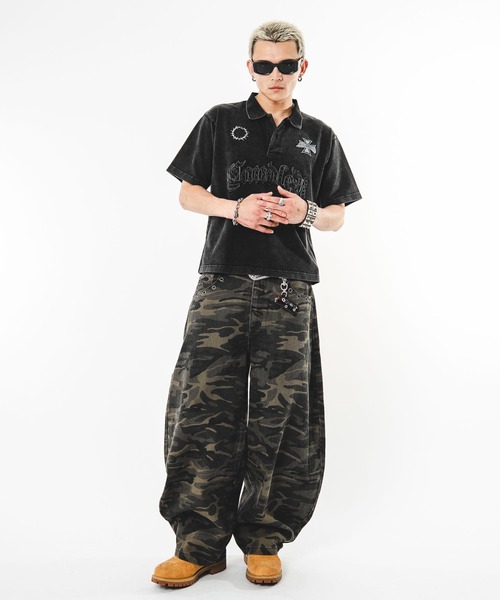 SHORT ROUND(ショートラウンド)の「SHORT ROUND/【26年春夏新作】ブリーチグラフィックポロシャツ(ポロシャツ・メンズ・ブラック系その他/ホワイト・LARGE/MEDIUM)」の22枚目の写真