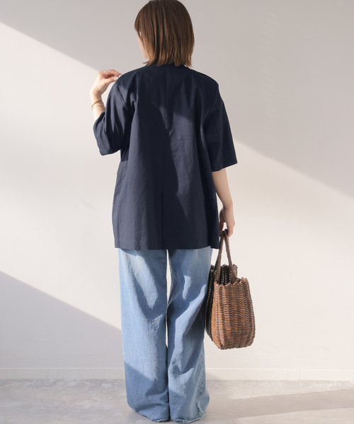 JOURNAL STANDARD relume（ジャーナルスタンダード　レリューム）の「［手洗い可］リネンコットンハーフスリーブジャケット（その他アウター・レディース・ネイビー/カーキ・FREE）」の11枚目の写真