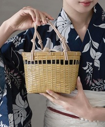 巾着付きバンブーかごバッグ 浴衣用 和装小物