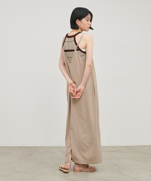 LARUTA（ラルータ）の「【LARUTA】［Web限定］麻タッチ透かしボーダーアメスリニット（タンクトップ・レディース・グレー/ベージュ・FREE）」の15枚目の写真