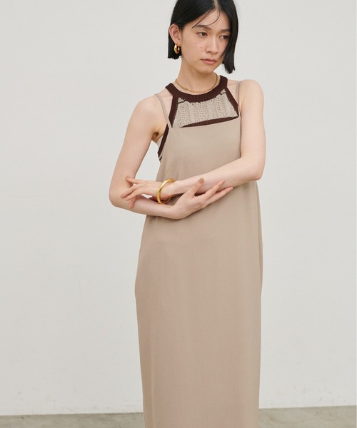 LARUTA（ラルータ）の「【LARUTA】［Web限定］麻タッチ透かしボーダーアメスリニット（タンクトップ・レディース・グレー/ベージュ・FREE）」の12枚目の写真