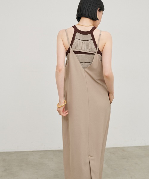 LARUTA（ラルータ）の「【LARUTA】［Web限定］麻タッチ透かしボーダーアメスリニット（タンクトップ・レディース・グレー/ベージュ・FREE）」の13枚目の写真