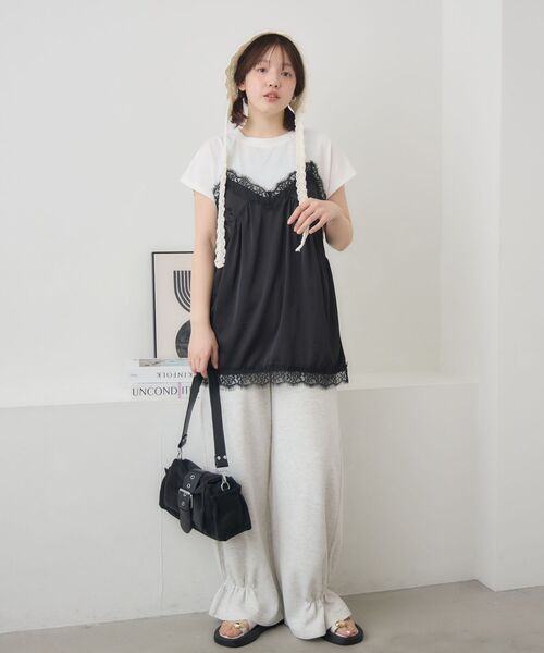 RETRO GIRL(レトロガール)の「裾フリルスウェットPT(その他パンツ・レディース・ブラウン/ホワイト系その他/ブラック・FREE)」の4枚目の写真