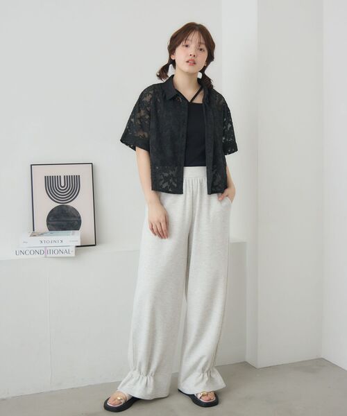 RETRO GIRL(レトロガール)の「裾フリルスウェットPT(その他パンツ・レディース・ブラウン/ホワイト系その他/ブラック・FREE)」の5枚目の写真