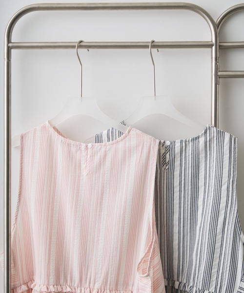 Crisp(クリスプ)の「waist frill stripe onepiece / ウエストフリルストライプワンピース(ワンピース・レディース・ピンク/ブラック・FREE)」の20枚目の写真