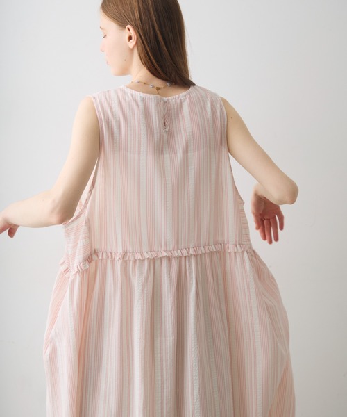 Crisp(クリスプ)の「waist frill stripe onepiece / ウエストフリルストライプワンピース(ワンピース・レディース・ピンク/ブラック・FREE)」の9枚目の写真