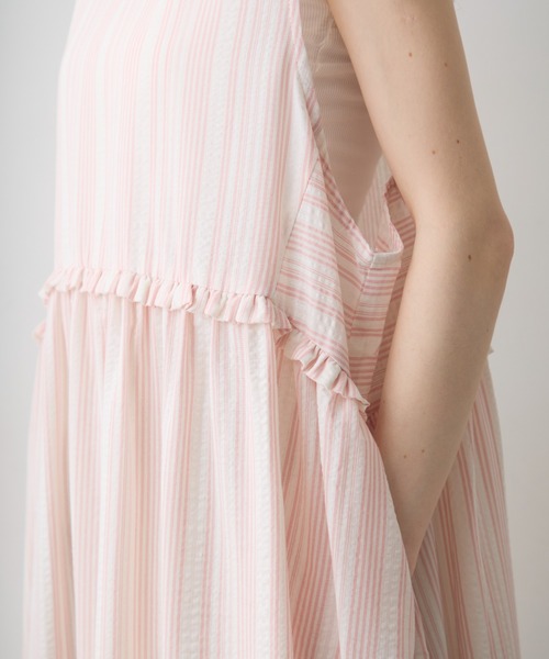 Crisp(クリスプ)の「waist frill stripe onepiece / ウエストフリルストライプワンピース(ワンピース・レディース・ピンク/ブラック・FREE)」の11枚目の写真