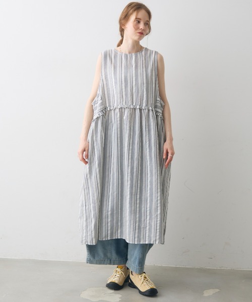 Crisp(クリスプ)の「waist frill stripe onepiece / ウエストフリルストライプワンピース(ワンピース・レディース・ピンク/ブラック・FREE)」の12枚目の写真