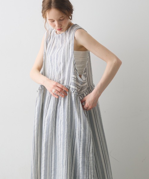 Crisp(クリスプ)の「waist frill stripe onepiece / ウエストフリルストライプワンピース(ワンピース・レディース・ピンク/ブラック・FREE)」の16枚目の写真