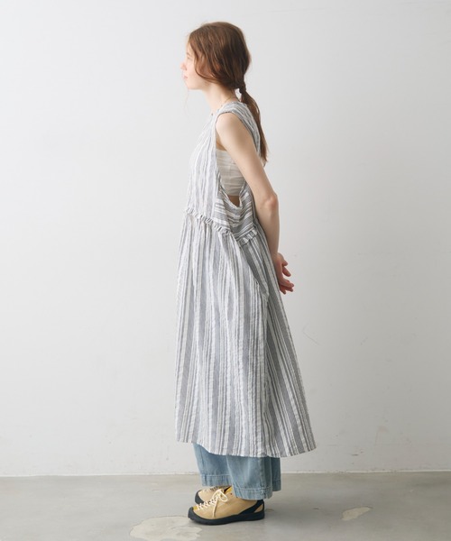 Crisp(クリスプ)の「waist frill stripe onepiece / ウエストフリルストライプワンピース(ワンピース・レディース・ピンク/ブラック・FREE)」の15枚目の写真