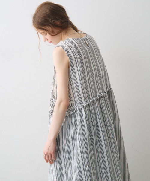 Crisp(クリスプ)の「waist frill stripe onepiece / ウエストフリルストライプワンピース(ワンピース・レディース・ピンク/ブラック・FREE)」の17枚目の写真