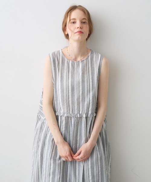 Crisp(クリスプ)の「waist frill stripe onepiece / ウエストフリルストライプワンピース(ワンピース・レディース・ピンク/ブラック・FREE)」の18枚目の写真