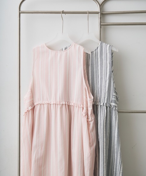 Crisp(クリスプ)の「waist frill stripe onepiece / ウエストフリルストライプワンピース(ワンピース・レディース・ピンク/ブラック・FREE)」の21枚目の写真