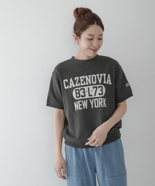 Champion(チャンピオン)の「CHAMPION SHORT SLEEVE SWEAT(スウェット・レディース・オートミール/ブラック系その他・MEDIUM)」の4枚目の写真