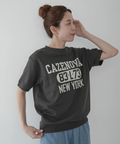 Champion(チャンピオン)の「CHAMPION SHORT SLEEVE SWEAT(スウェット・レディース・オートミール/ブラック系その他・MEDIUM)」の5枚目の写真