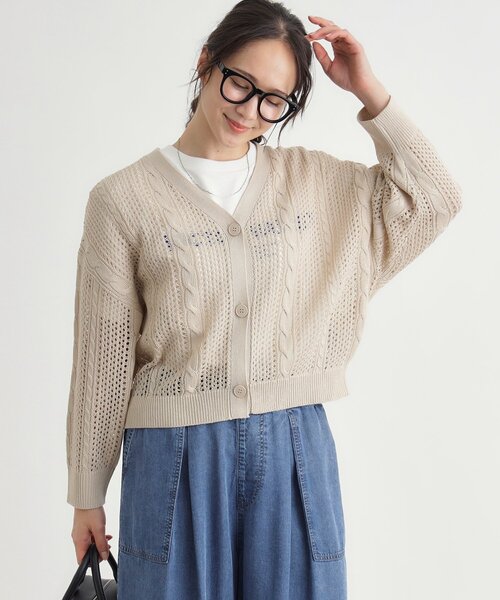 HONEYSUCKLE ROSE（ハニーサックルローズ）の「スカシ編みカーディガン（カーディガン/ボレロ・レディース・レッド系1/ブラック/オフホワイト・05/04）」の5枚目の写真