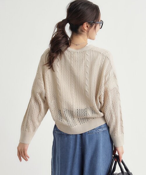 HONEYSUCKLE ROSE（ハニーサックルローズ）の「スカシ編みカーディガン（カーディガン/ボレロ・レディース・レッド系1/ブラック/オフホワイト・05/04）」の7枚目の写真