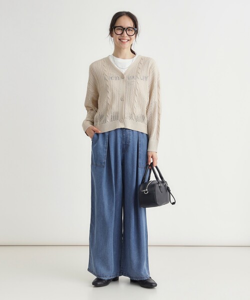 HONEYSUCKLE ROSE（ハニーサックルローズ）の「スカシ編みカーディガン（カーディガン/ボレロ・レディース・レッド系1/ブラック/オフホワイト・05/04）」の8枚目の写真