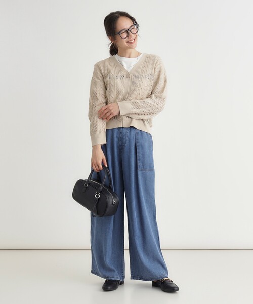 HONEYSUCKLE ROSE（ハニーサックルローズ）の「スカシ編みカーディガン（カーディガン/ボレロ・レディース・レッド系1/ブラック/オフホワイト・05/04）」の9枚目の写真