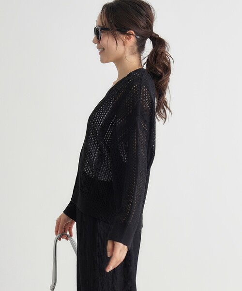 HONEYSUCKLE ROSE（ハニーサックルローズ）の「スカシ編みカーディガン（カーディガン/ボレロ・レディース・レッド系1/ブラック/オフホワイト・05/04）」の11枚目の写真