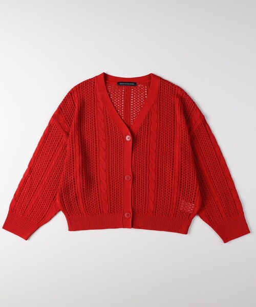 HONEYSUCKLE ROSE（ハニーサックルローズ）の「スカシ編みカーディガン（カーディガン/ボレロ・レディース・レッド系1/ブラック/オフホワイト・05/04）」の20枚目の写真