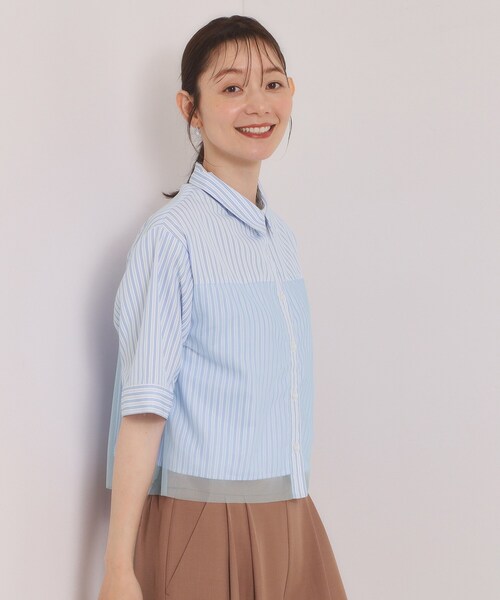ITS'DEMO(イッツデモ)の「チュールコンビブラウス(シャツ/ブラウス・レディース・サックスブルー系2/ホワイト系5/ベージュ系その他5・00)」の5枚目の写真