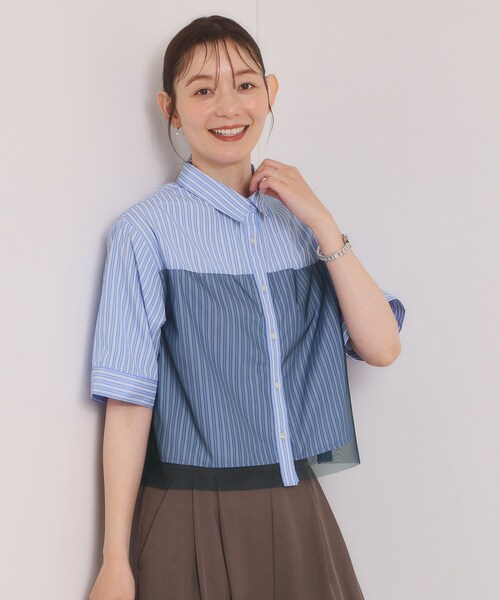 ITS'DEMO(イッツデモ)の「チュールコンビブラウス(シャツ/ブラウス・レディース・サックスブルー系2/ホワイト系5/ベージュ系その他5・00)」の13枚目の写真