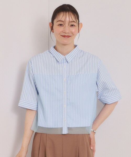 ITS'DEMO(イッツデモ)の「チュールコンビブラウス(シャツ/ブラウス・レディース・サックスブルー系2/ホワイト系5/ベージュ系その他5・00)」の16枚目の写真